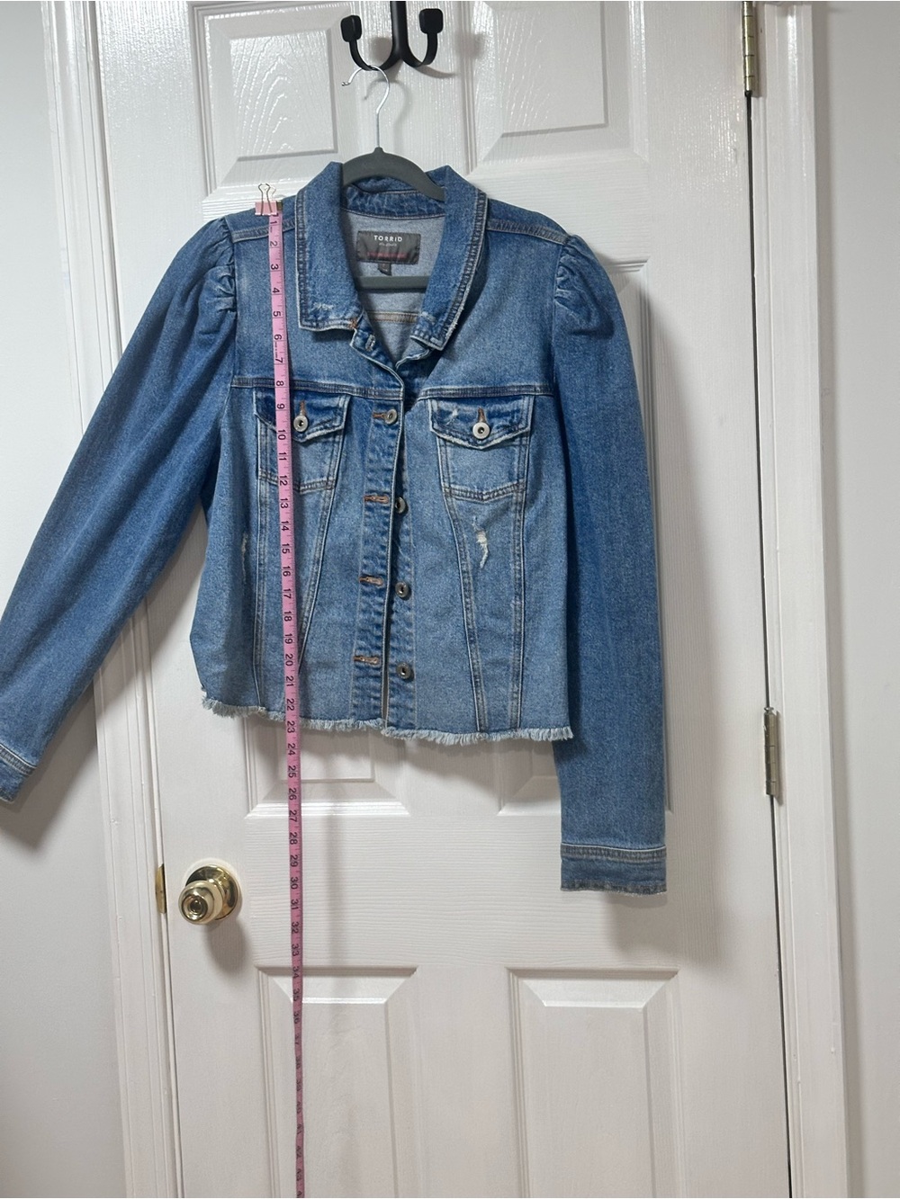 torrid Blue Denim Jean Jacket with Frayed Hem